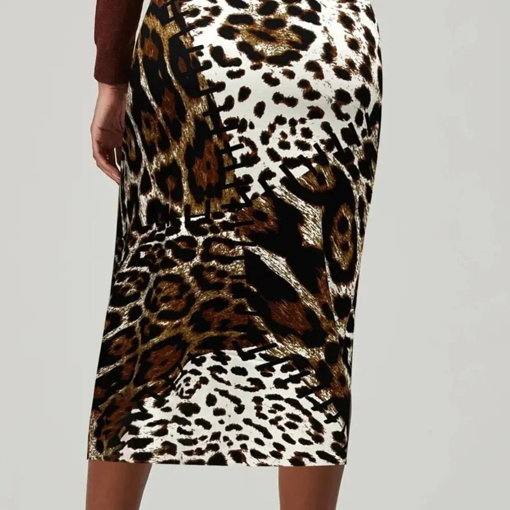 Leopard Pattern Skinny Skirt (Color: Multi Leopard Patterns) - Picture 2 of 5